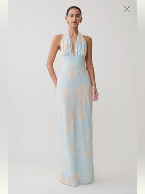Meshki Nadine Halter Scarf Chiffon Maxi Dress